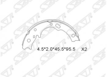 1 289 р. Колодки ручного тормоза SAT (2 шт) Isuzu Elf (NPR75)  дорестайлинг (1993-2004)  с доставкой в г. Екатеринбург. Увеличить фотографию 1