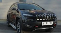 16 699 р. Защита переднего бампера (Trailhawk Ø42 мм волна, нержавейка) SLITKOFF Jeep Cherokee KL дорестайлинг (2014-2017)  с доставкой в г. Екатеринбург. Увеличить фотографию 2