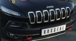 16 699 р. Защита переднего бампера (Trailhawk Ø42 мм волна, нержавейка) SLITKOFF Jeep Cherokee KL дорестайлинг (2014-2017)  с доставкой в г. Екатеринбург. Увеличить фотографию 3