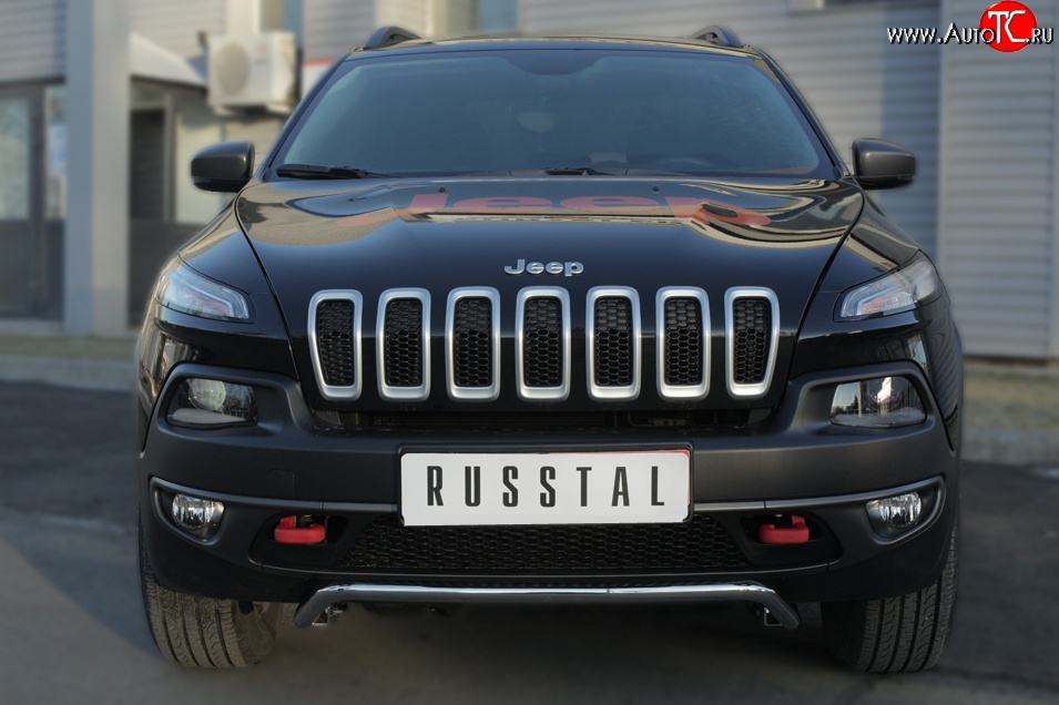 16 699 р. Защита переднего бампера (Trailhawk Ø42 мм волна, нержавейка) SLITKOFF Jeep Cherokee KL дорестайлинг (2014-2017)  с доставкой в г. Екатеринбург