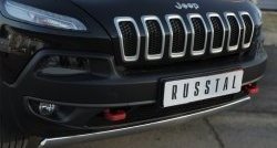 5 299 р. Защита переднего бампера (Trailhawk Ø75х42 мм, нержавейка) Russtal  Jeep Cherokee  KL (2014-2017) дорестайлинг  с доставкой в г. Екатеринбург. Увеличить фотографию 2