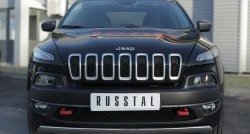 5 299 р. Защита переднего бампера (Trailhawk Ø75х42 мм, нержавейка) Russtal  Jeep Cherokee  KL (2014-2017) дорестайлинг  с доставкой в г. Екатеринбург. Увеличить фотографию 1