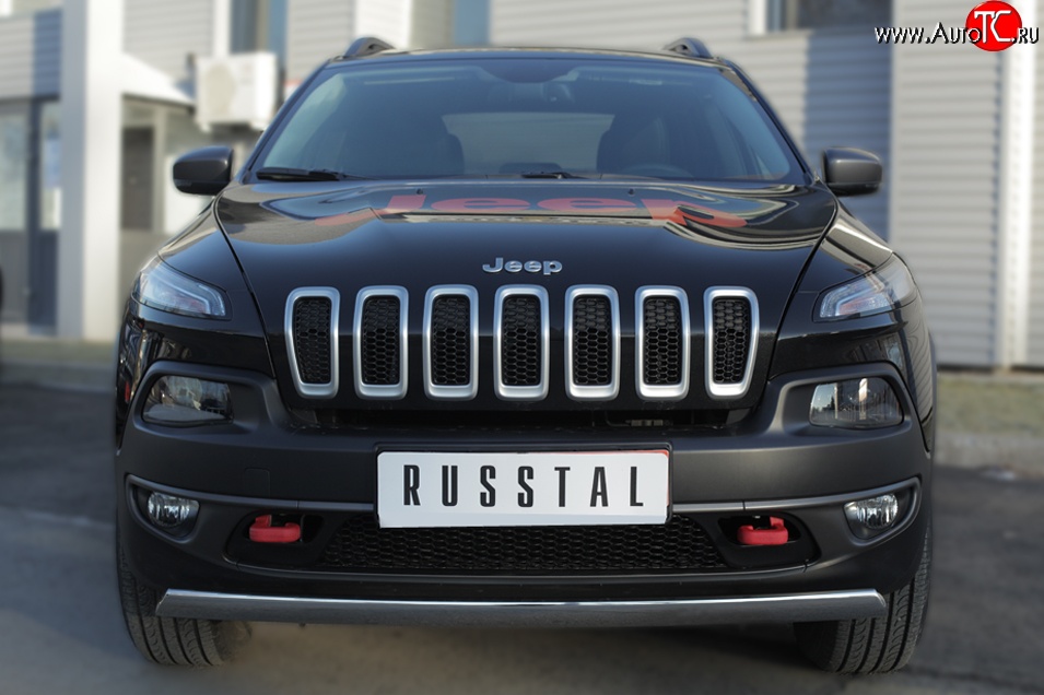 5 299 р. Защита переднего бампера (Trailhawk Ø75х42 мм, нержавейка) Russtal  Jeep Cherokee  KL (2014-2017) дорестайлинг  с доставкой в г. Екатеринбург