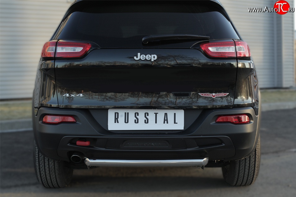 8 349 р. Защита заднего бампера (Trailhawk, 63 мм, нержавейка) Russtal  Jeep Cherokee  KL (2014-2017) дорестайлинг  с доставкой в г. Екатеринбург