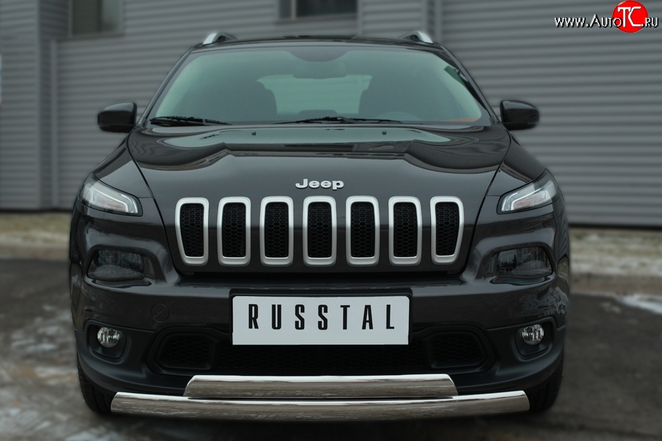 24 749 р. Защита переднего бампера (2 трубыØ75х42 мм, нержавейка) Russtal Jeep Cherokee KL дорестайлинг (2014-2017)  с доставкой в г. Екатеринбург