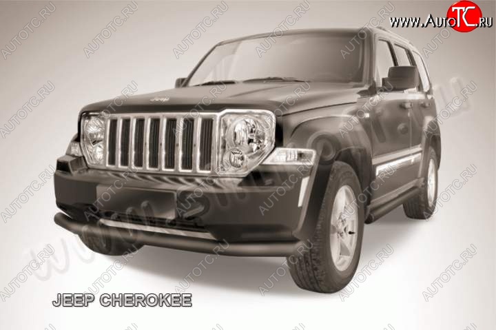 12 649 р. Защита переднего бампера их трубы d76 Slitkoff Jeep Cherokee KL дорестайлинг (2014-2017) (Цвет: серебристый)  с доставкой в г. Екатеринбург