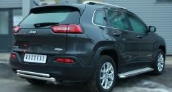 14 349 р. Защита заднего бампера (Ø63 и 42 мм, нержавейка) SLITKOFF Jeep Cherokee KL дорестайлинг (2014-2017)  с доставкой в г. Екатеринбург. Увеличить фотографию 3