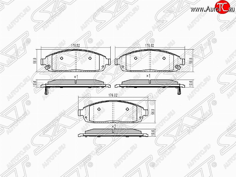 1 539 р. Колодки тормозные SAT (передние) Jeep Grand Cherokee WK (2004-2010)  с доставкой в г. Екатеринбург