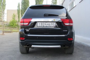 7 749 р. Защита заднего бампера из трубы d76 Slitkoff (короткая)  Jeep Grand Cherokee  WK2 (2010-2013) дорестайлинг (Цвет: серебристый)  с доставкой в г. Екатеринбург. Увеличить фотографию 2