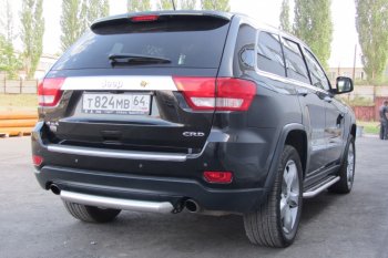 7 749 р. Защита заднего бампера из трубы d76 Slitkoff (короткая)  Jeep Grand Cherokee  WK2 (2010-2013) дорестайлинг (Цвет: серебристый)  с доставкой в г. Екатеринбург. Увеличить фотографию 3