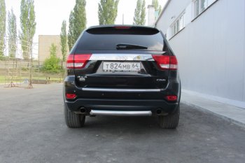 7 749 р. Защита заднего бампера из трубы d76 Slitkoff (короткая)  Jeep Grand Cherokee  WK2 (2010-2013) дорестайлинг (Цвет: серебристый)  с доставкой в г. Екатеринбург. Увеличить фотографию 1