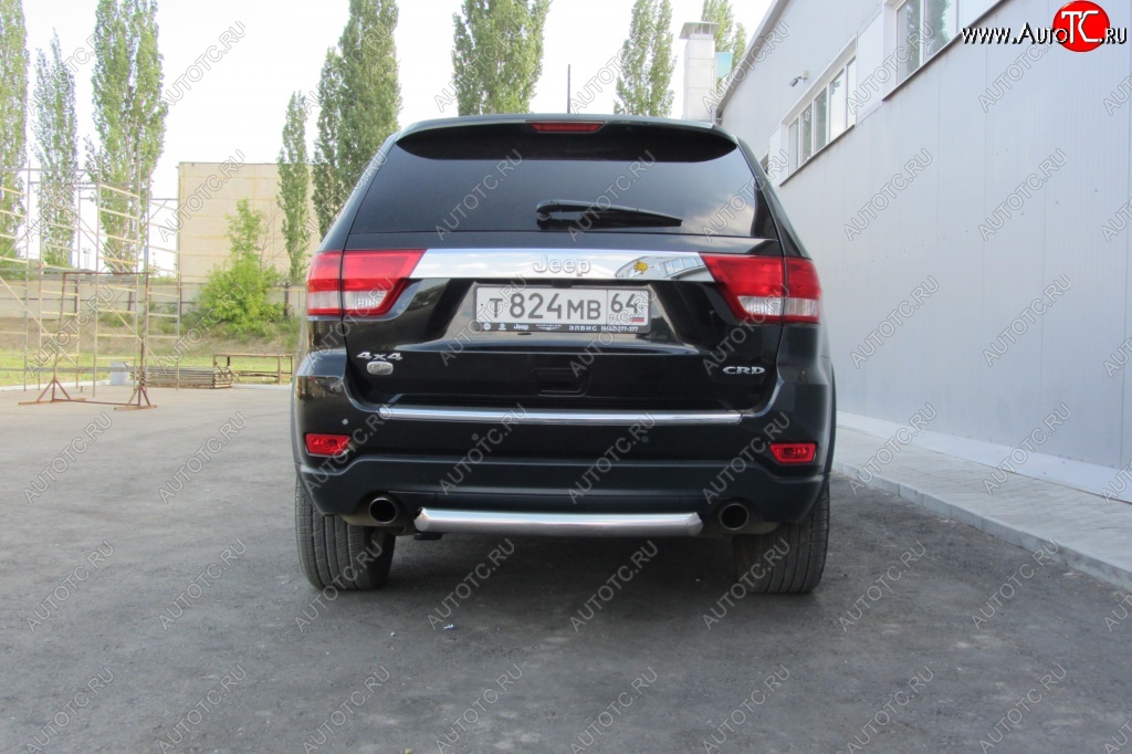 7 749 р. Защита заднего бампера из трубы d76 Slitkoff (короткая)  Jeep Grand Cherokee  WK2 (2010-2013) дорестайлинг (Цвет: серебристый)  с доставкой в г. Екатеринбург