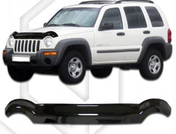 1 899 р. Дефлектор капота CA-Plastic  Jeep Liberty  KJ (2001-2007) дорестайлинг, рестайлинг (Classic черный, Без надписи)  с доставкой в г. Екатеринбург. Увеличить фотографию 1