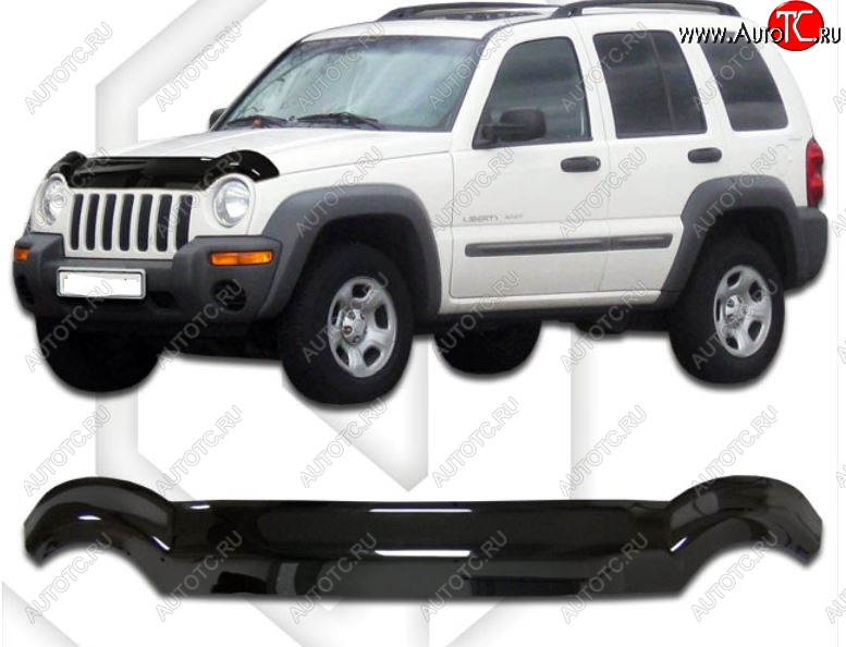 1 899 р. Дефлектор капота CA-Plastic  Jeep Liberty  KJ (2001-2007) дорестайлинг, рестайлинг (Classic черный, Без надписи)  с доставкой в г. Екатеринбург