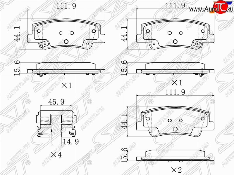 2 049 р. Задние тормозные колодки SAT Hyundai Sonata DN8 (2019-2022)  с доставкой в г. Екатеринбург