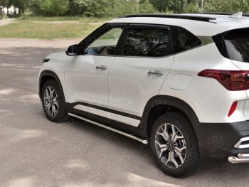 Защита порогов (Ø42 мм, нержавейка) Russtal KIA Seltos (2019-2024)