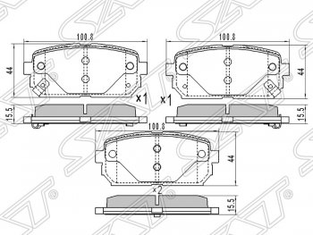 789 р. Колодки тормозные SAT (задние)  KIA Carens ( FC, RS,  UN) (1999-2013) дорестайлинг, рейсталинг  с доставкой в г. Екатеринбург. Увеличить фотографию 1