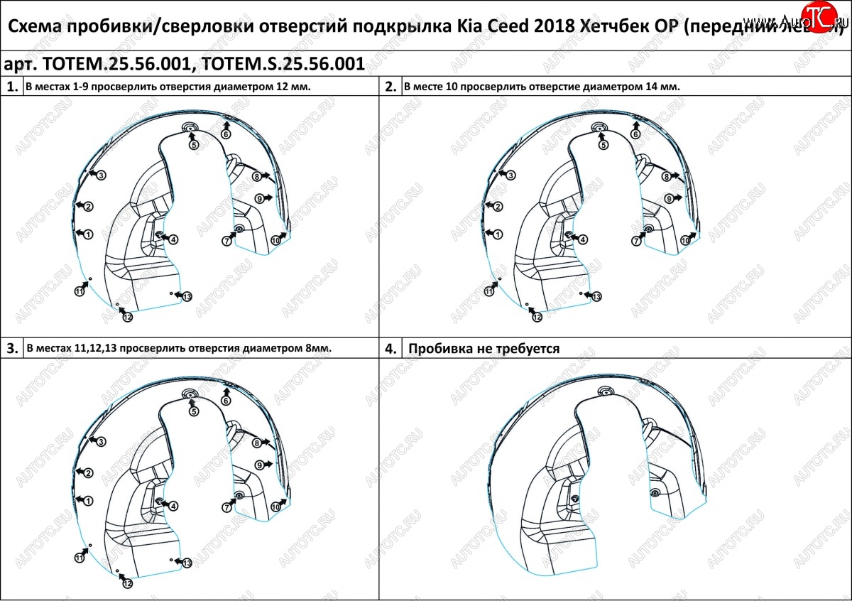 4 599 р. Правый подкрылок передний TOTEM (с шумоизоляцией) KIA Ceed 3 CD универсал (2018-2024)  с доставкой в г. Екатеринбург