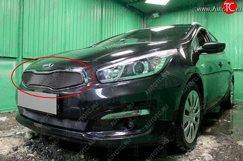 1 469 р. Сетка в решетку радиатора Russtal  KIA Ceed  1 ED (2010-2012) рестайлинг, хэтчбэк 5 дв. (черная)  с доставкой в г. Екатеринбург