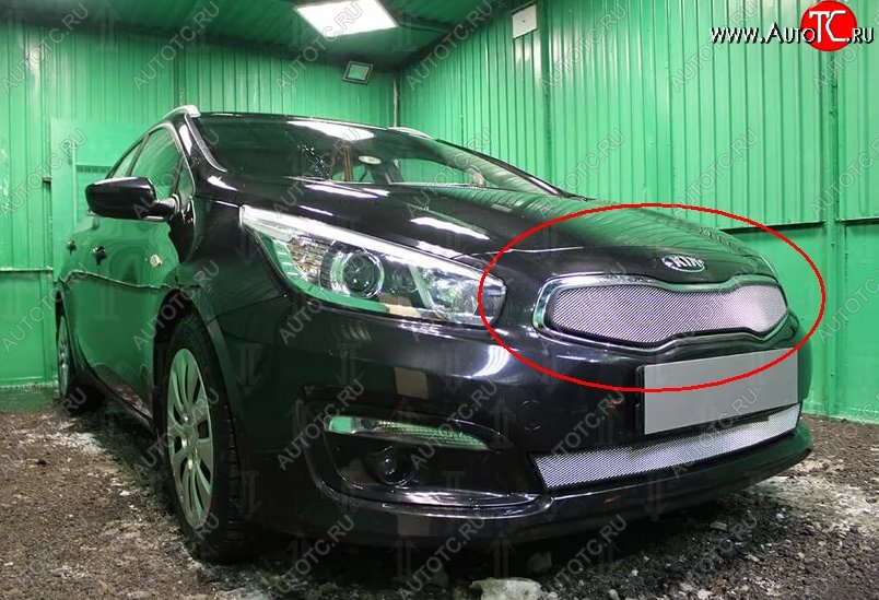 1 539 р. Сетка в решетку радиатора Russtal  KIA Ceed  1 ED (2010-2012) рестайлинг, хэтчбэк 5 дв. (хром)  с доставкой в г. Екатеринбург