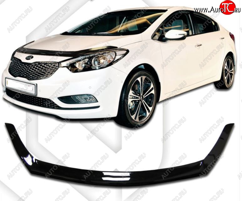 1 999 р. Дефлектор капота CA-Plastiс  KIA Cerato Koup  1 TD (2008-2013) купе (Classic черный, Без надписи)  с доставкой в г. Екатеринбург