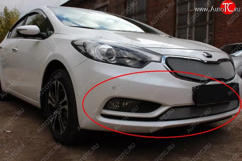 1 539 р. Нижняя защитная сетка на бампер Russtal (хром) KIA Cerato 3 YD дорестайлинг седан (2013-2016)  с доставкой в г. Екатеринбург