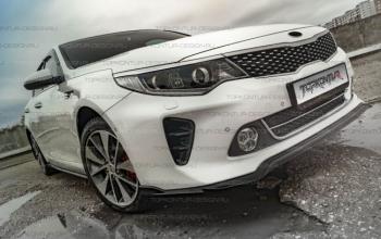 8 499 р. Юбка переднего бампера (только GT-Line бампер) TopKontur Design KIA Optima 4 JF дорестайлинг седан (2016-2018) (Неокрашенная)  с доставкой в г. Екатеринбург. Увеличить фотографию 2