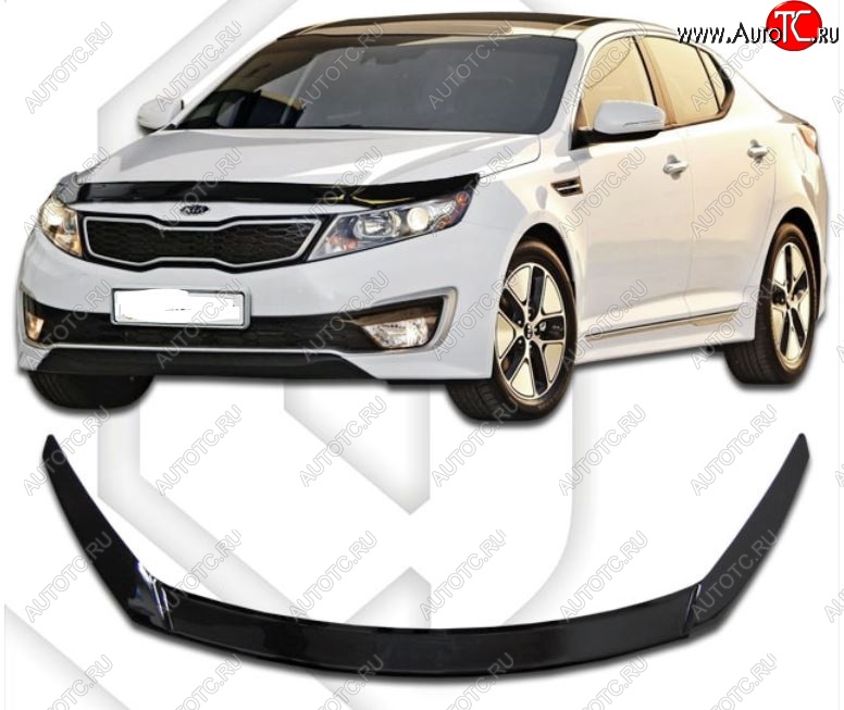 2 079 р. Дефлектор капота CA-Plastiс Exclusive KIA Optima 3 TF дорестайлинг седан (2010-2013) (Classic черный, Без надписи)  с доставкой в г. Екатеринбург