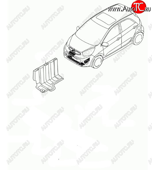 1 849 р. Правый защита двигателя (пыльник) HYUNDAI/KIA/MOBIS KIA Picanto 2 TA хэтчбэк 5 дв. дорестайлинг (2011-2015)  с доставкой в г. Екатеринбург