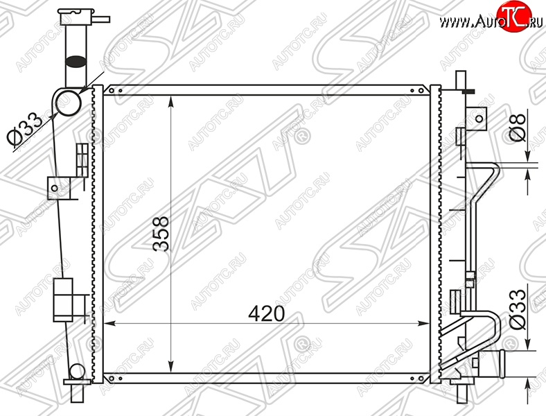 5 999 р. Радиатор двигателя SAT  KIA Picanto ( 2 TA хэтчбэк 5 дв.,  2 TA хэтчбэк 3 дв.) (2011-2017) дорестайлинг, дорестайлинг, рестайлинг, рестайлинг  с доставкой в г. Екатеринбург