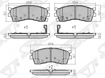 1 129 р. Колодки тормозные SAT (передние)  KIA Rio  1 DC - Shuma  с доставкой в г. Екатеринбург. Увеличить фотографию 1