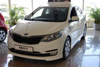 6 699 р. Накладка переднего бампера LitCompany  KIA Rio  3 QB (2015-2017) рестайлинг седан (Неокрашенная)  с доставкой в г. Екатеринбург. Увеличить фотографию 2