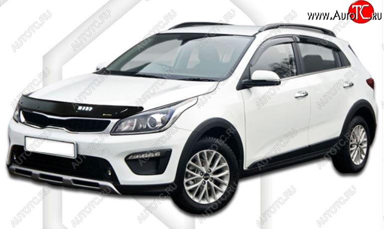 1 839 р. Дефлектор капота CA-Plastic KIA Rio X-line (2017-2021) (Classic черный, Без надписи)  с доставкой в г. Екатеринбург