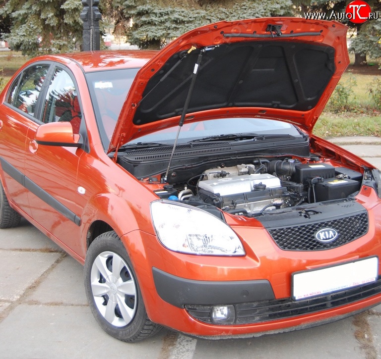 2 969 р. Упор капота Sport KIA Rio 2 JB дорестайлинг, хэтчбэк 5 дв. (2005-2009)  с доставкой в г. Екатеринбург