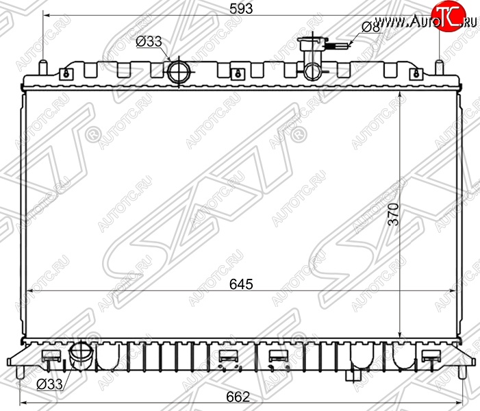 5 949 р. Радиатор двигателя SAT (пластинчатый, 1.4/1.6, МКПП)  KIA Rio ( 2 JB,  4 FB) (2005-2024) дорестайлинг седан, дорестайлинг, хэтчбэк 5 дв., рестайлинг, хэтчбэк 5 дв., рестайлинг седан  с доставкой в г. Екатеринбург