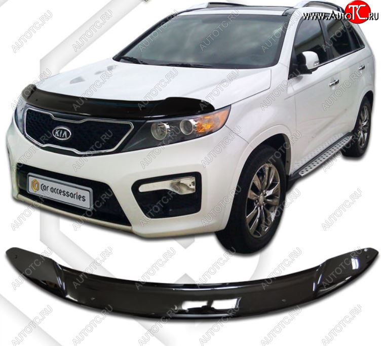 1 899 р. Дефлектор капота CA-Plastiс  KIA Sorento  XM (2009-2012) дорестайлинг (Classic черный, Без надписи)  с доставкой в г. Екатеринбург