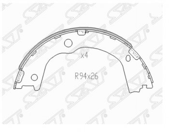 Колодки ручного тормоза SAT KIA Sorento XM дорестайлинг (2009-2012)