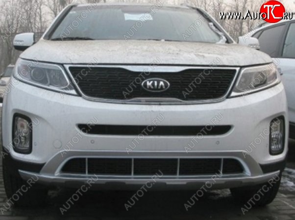 17 299 р. Накладка на передний бампер CT KIA Sorento XM рестайлинг (2012-2015) (Неокрашенная)  с доставкой в г. Екатеринбург