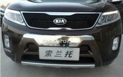 5 449 р. Накладка на передний бампер SuvStyle KIA Sorento XM рестайлинг (2012-2015) (Неокрашенная)  с доставкой в г. Екатеринбург. Увеличить фотографию 2