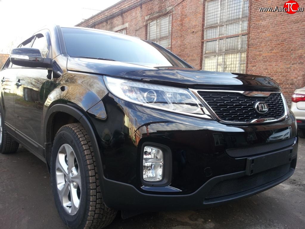 1 469 р. Нижняя сетка на бампер Russtal (черная) KIA Sorento XM рестайлинг (2012-2015)  с доставкой в г. Екатеринбург