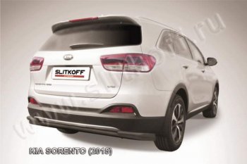 12 949 р. Защита заднего бампера из труб d57+42 Slitkoff (с уголками)  KIA Sorento  UM/Prime (2014-2018) дорестайлинг (Цвет: серебристый)  с доставкой в г. Екатеринбург. Увеличить фотографию 1