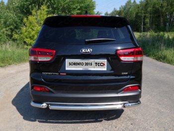 Защита заднего бампера (короткая) ТСС (нержавейка d 60,3 мм) KIA (КИА) Sorento (соренто)  UM/Prime (2014-2018) UM/Prime дорестайлинг