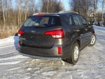 Защита заднего бампера (овальная) ТСС (нержавейка d75х42 мм) KIA Sorento UM/Prime рестайлинг (2018-2020)