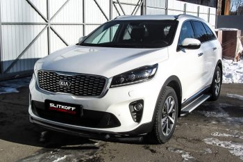 Защита переднего бампера Slitkoff (двойная, d57/42) KIA (КИА) Sorento (соренто)  UM/Prime (2018-2020) UM/Prime рестайлинг