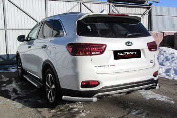 Защита заднего бампера Slitkoff (уголки, d57) KIA (КИА) Sorento (соренто)  UM/Prime (2018-2020) UM/Prime рестайлинг