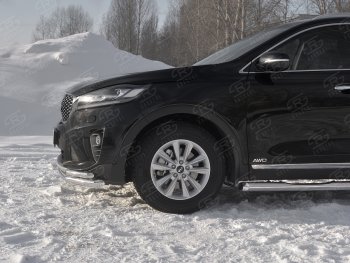 16 699 р. Защита переднего бампера (Ø 63/42 мм с углами, нержавейка) Russtal KIA Sorento UM/Prime рестайлинг (2018-2020)  с доставкой в г. Екатеринбург. Увеличить фотографию 3