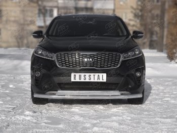 21 899 р. Защита переднего бампера (2 трубы Ø63 и 75х42 мм, нержавейка) Russtal KIA Sorento UM/Prime рестайлинг (2018-2020)  с доставкой в г. Екатеринбург. Увеличить фотографию 1