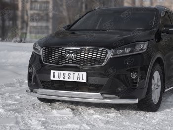 21 899 р. Защита переднего бампера (2 трубы Ø63 и 75х42 мм, нержавейка) Russtal KIA Sorento UM/Prime рестайлинг (2018-2020)  с доставкой в г. Екатеринбург. Увеличить фотографию 4