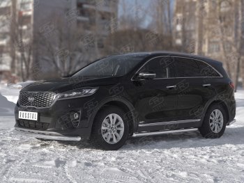 13 349 р. Защита переднего бампера (Ø63 мм, нержавейка) SLITKOFF KIA Sorento UM/Prime рестайлинг (2018-2020)  с доставкой в г. Екатеринбург. Увеличить фотографию 2