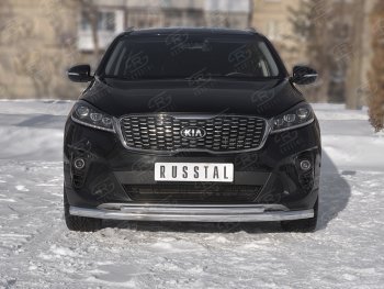 Защита переднего бампера (2 трубы Ø63 и 42 мм, нержавейка) Russtal KIA Sorento UM/Prime рестайлинг (2018-2020)